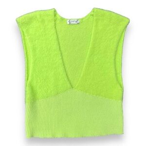 Intimately free people two toned ribbed sweater vest neon green size small